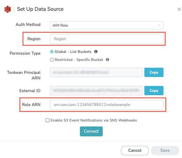 amazon_s3_set_up_data_source_iam_region_and_role_arn.png